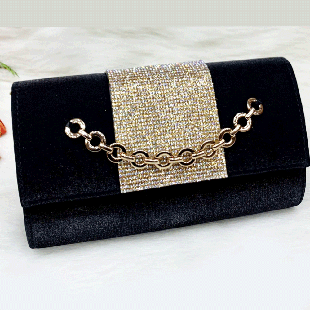 Fancy Black Clutch Stylish & Unique Design Ladies bag