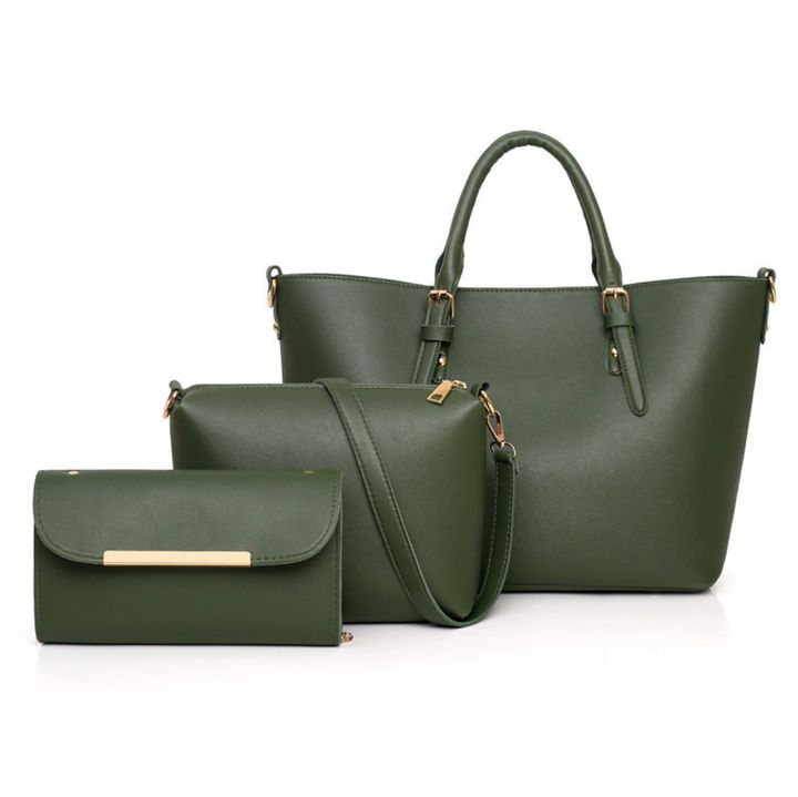 Fashion Quality Leather Tote Bag Women Shoulder Bag Handbag Green