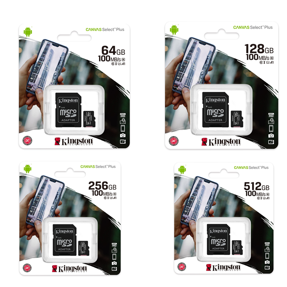 Kingston Memory Card Micro SD 64/128/256/512 GB- Canvas Select Plus