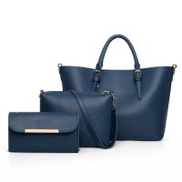 Fashion Quality Leather Tote Bag Women Shoulder Bag Handbag Blue