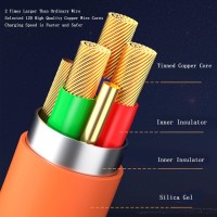 3 in 1 120W 6A Fast Power Cable for iPhone, Samsung,Huewai