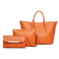 Fashion Quality Leather Tote Bag Women Shoulder Bag Handbag Orange